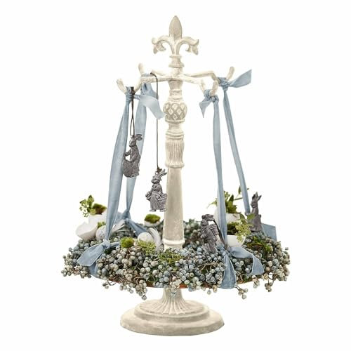 Loberon Kranzständer Antwan, Adventskranzständer, Antik-Finish, Advent, Weihnachtsdekoration, Weihnachten, Gusseisen, antikweiß