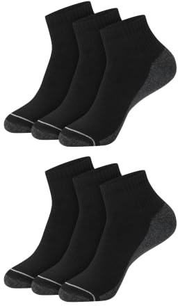 Hanes mens Hanes Men's Socks, 6-pair Pack Max Cushion Ankle, Black/Grey, Size 6-12