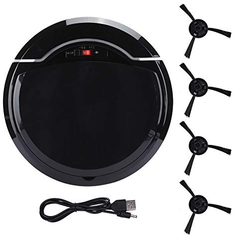 Nivvity Robotic Vacuum Cleaner Usb Rechargeable Smart Robotic Vacuum Cleaner Powerful Suction Vacuum Cleaner Suitable For Wood Floors/Marble Floors/Nylon Floors/Tile Floors (Black)