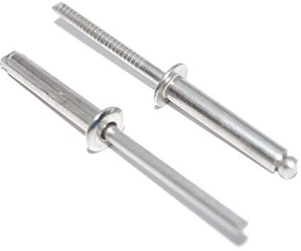 Rivetti ciechi, 5 x 16 mm, 60 pezzi, in acciaio inox A2 (V2A), con testa piatta, forma A, rivetti DIN 7337 - ISO 15983