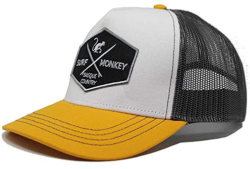 DRESSED IN MUSIC PLAY WITH ME Typ Trucker Origins Baseball Cap Verstellbar - Surf Monkey® Herren/Damen Caps, Gris/Amarillo, One Size