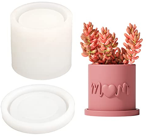 BOOWAN NICOLE Geschenke für Mutter, Sukkulenten, Pflanztopf, Silikonform, Zement, Blumentöpfe mit Tablett, Form für den Innenbereich, Kerze im Glas, Innendekoration