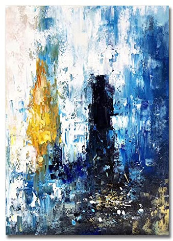 Handgemalte Acrylbilder, Blaue Textur, Minimalistisch, Nordisch, Modernes Abstraktes Kunstwerk, 100 % Original, Handgemalte Ölgemälde Auf Leinwand, Wandkunst Für Wohnzimmer, Schlafzimmer, Büro,