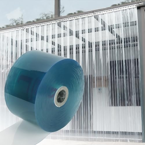 MYOYAY Kunststoff-Türvorhang, 400 m Längex17.8 cm Breite, PVC, glatte Kunststoff-Vorhangstreifen, Vinyl-Türstreifen, 0.2 cm dick, transparent, Vinyl-Rolle, Vorhang für Garage, Lager