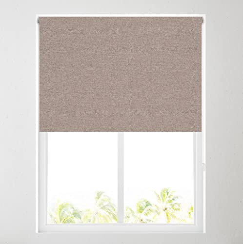 Barnes Blinds - Ara Soft Touch Blackout Roller Blinds for Windows, Custom Cut to Size - Black Out Thermal Fabric Durable Fittings Easy Fit - Roller Blind (Pebble 122cm)