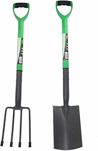 U.saf Carbon Steel Heavy Duty Garden Fork And Spade Set with Ergonomic Plastic Handle - Garden Tools For Gardening. (Garden Spade and Fork)