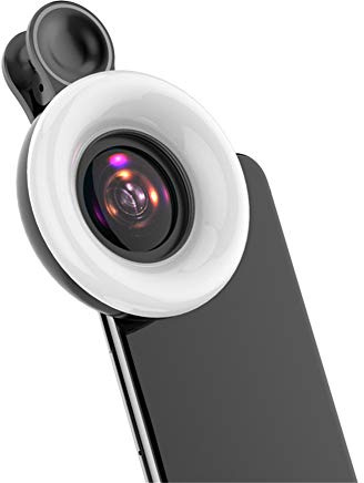 Exception Lentille de téléphone Portable avec lumière Flash beauté LED, lentille Macro 15X, lumière de Remplissage à 3 luminosité réglable pour téléphone Portable iPhone Samsung,B