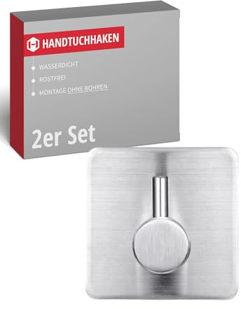 Gedotec Handtuchhalter ohne Bohren Edelstahl I 2er Set Handtuchhaken selbstklebend I Handtuchhalter Bad & Küche I Handtuchhaken ohne Bohren zum Kleben I Klebehaken Badezimmer als Handtuch Halterung