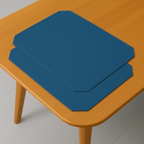 DecoHomeTextil Leinen Optik Tischset Platzset 2er-Set 35 x 50 cm Dunkelblau Abwaschbar Wasserabweisend Fleckschutz Pflegeleicht mit Saumrand