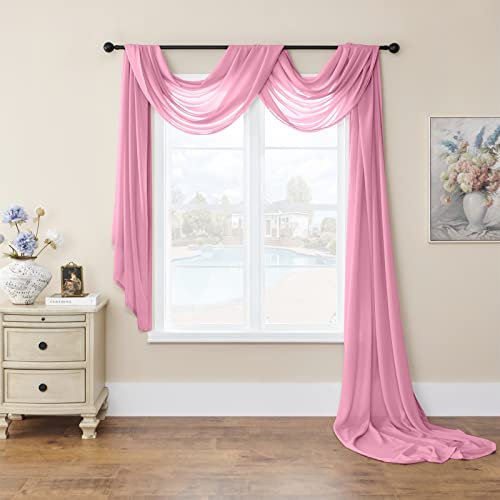 SK Studio Querbehang Freihanddeko Transparente Voile Gardine Vorhang Hochzeit Deko Foto Hintergrund Vorhangschal für Party Hochzeit Geburtstag Rosa 1, 140x100cm