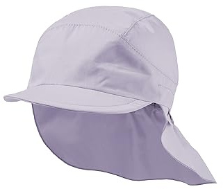 Sterntaler Schirmmütze mit Nackenschutz aus Bio -Popeline - Schirmmütze Mädchen mit Nackenschutz und Ohrenklappen schützt den Kopf vor der Sonne - Sonnenkappe Kinder UV 50+ mit Bindeband - flieder, 51