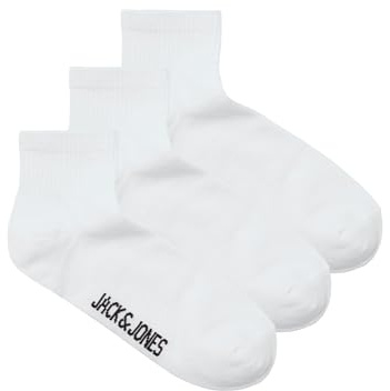 JACK & JONES Herr Jacleon Short Tennis Socks 3-pack Sn (förpackning med 3), Vit, one size