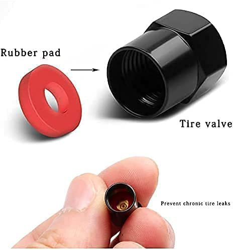 JAMCHE 4 Stück Metall Ventilkappen, Reifen Ventilkappen für Smart Tyre Valve Caps Ventilkappen mit Dichtung für stabilen Reifendruck, Autoventil Kappe