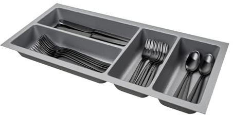 SO-BOX 2 Besteckkasten Breite 20,9 cm, Tiefe 46,2 cm mit silbergrauer Kanvas-Struktur für Schubladen bis Juli 2012 von NOBILIA mit einer Breite von 30 cm