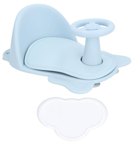 Baby-Badewannensitz, Ergonomischer Baby-Badewannensitz, Verstellbarer, Kleinkind-Badestuhl, Kleinkind-Duschhocker mit Rutschfester Polsterung, Aufbewahrungsregal, (BLUE)
