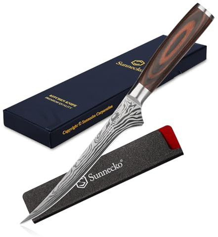 Sunnecko Boning Knife 6 Inch, Filleting Knife for Meat Fish Carving Knives