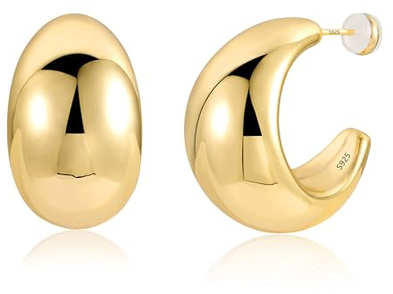 14K Gold Ohrstecker Damen Dicke klobig Chunky Ohrringe Groß Waterdrop