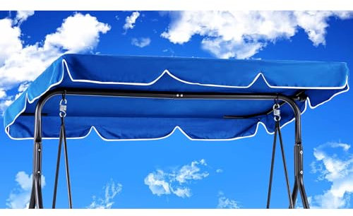 Cubierta de Toldo para Columpio 210x145cm, Balancin Jardin Exterior Impermeable Anti Viento, Recambio de Poliéster Resistente al Desgarro (210*145cm, Azul)