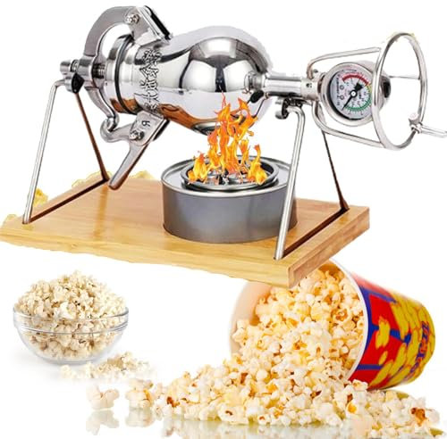 YANGYMM Hochdruck-Popcorn-Maschine, Mini-Vintage-Popcornmaschine, Traditionelle Chinesische Popcornmaschine Im Altmodischen Stil, Mini-Handkanone Aus Edelstahl,300ml