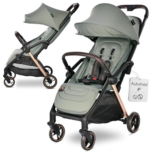 Lorelli Ultra Leichter Buggy Kinderwagen Loret, Einhand-Klappsystem in Sekunden, Nur 8,24 kg, Reisebuggy, Kompakter Sportsitz bis 22kg, Sitzbuggy, 5-Punkt-Gurt, Klappbarer Reisekinderwagen, Grün
