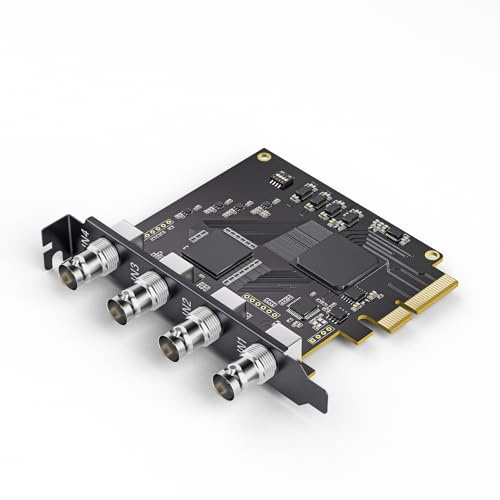 Unisheen Quad SDI PCIe Video Capture Card, 4-Channel SDI Video Recorder Capture with Ultra-Low Latency for Multi-Channel Live Streaming, Video Conferencing, Teaching, Streaming, Broadcasting