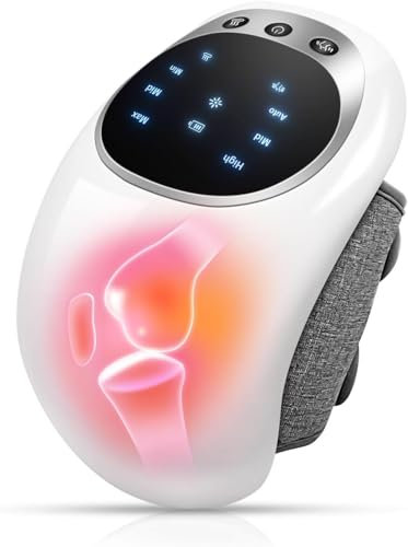 Aofesel Knie Massagegerät, drahtloses Kniemassagegerät mit HD-Display, Rotlicht-Kniemassagegerät mit 3 Wärmestufen und Vibrationsmassage Zur Linderung