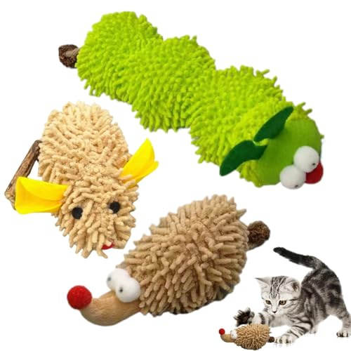demaxiyad Beißspielzeug für Katzen, interaktives Katzenspielzeug | 3-teiliges Katzenspielzeug für den Innenbereich, Kätzchen-Beißspielzeug | Innovatives ausgestopftes Katzenspielzeug,