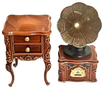 EHJRE Gramophone Miniature pour Maison de Poupée à L'échelle 1:12 avec Armoire