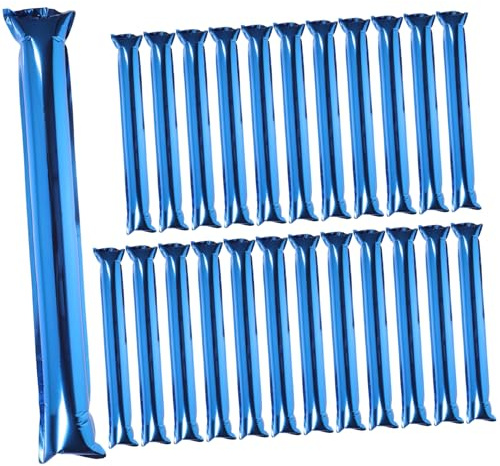 TOPBATHY 24pcs Inflatable Noise Stick for Sports Events Basketball Football Game Cheerleader Pom Poms Blue Thunder Sticks