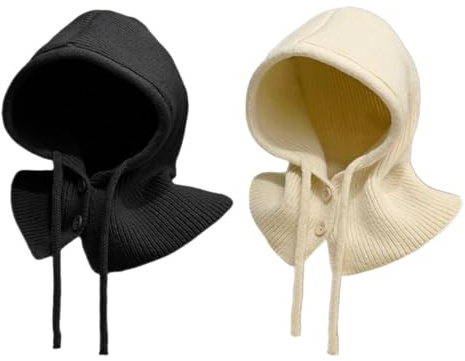 2 Pièces Écharpes Tricotées, Écharpes À Capuche Pour Femmes, Chapeaux D'Hiver Chauds, Écharpes À Capuche Créatives, Chapeaux D'Extérieur Chauds