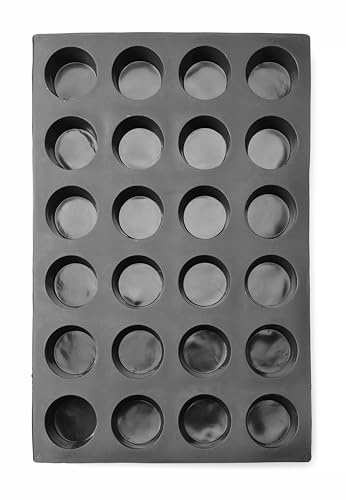 HENDI Stampo in silicone cilindrico, antiaderente, per cottura al forno, congelamento e monoporzioni: -30 a 230°C, 24 cavità tonde ⌀7cm per muffin, madeleine, 570x375x(H)40mm