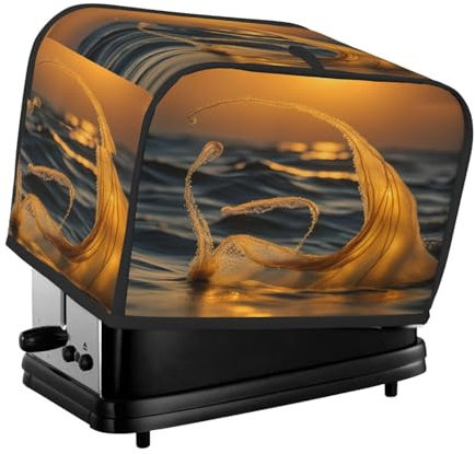 Adecuado para la mayoría de tostadoras de 2 rebanadas con estampado de cola de sirena, con bolsillos y bucle superior, funda para electrodomésticos de cocina