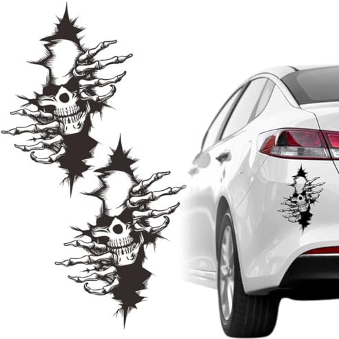Adesivo per auto skull, 2 Pz Grande adesivi teschio, 3D adesivi auto esterni Halloween Autoadesivo Auto, per auto per Coprire I Graffi Dell'auto Adatti, Multicolore, 32 * 22CM