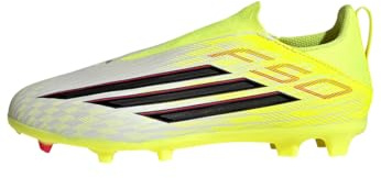 adidas Unisex niños F50 League Laceless Firm Ground/Multi Ground Football Boots Kids, Team Solar Yellow 2/Core Black/Lucid Red, 34 EU