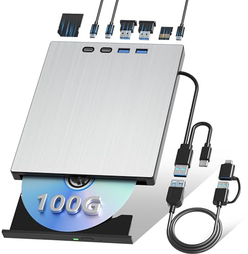juwuoi Unidad Blu ray externa para portátil, grabadora Blu Ray USB 3.0 tipo C, CD/BD, compatible con 100 G Bluray/DVD para PC, compatible con Windows, Linux, Mac OS