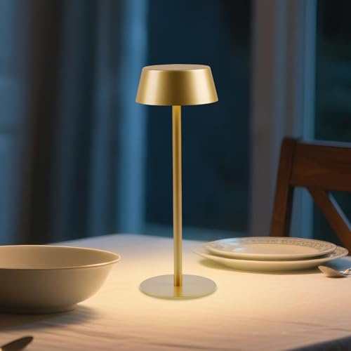 Portable Outdoor Table Lamp, 50h Runtime Battery Operated Table Light | 11 Metal Cordless Desk Lamp, 3 Color Dimmable, IPX4 Waterproof Rechargeable Outdoor Lamps for Patio,Restaurant,Bedroom,Cafe