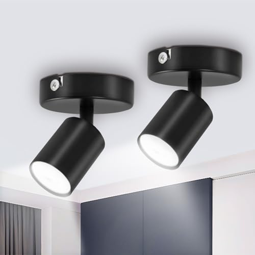 Seruno X 2er Set LED Deckenstrahler Schwarz Schwenkbar Deckenlampe 2 Flammig GU10 Deckenspot, Moderne Deckenleuchte für Küche, Wohnzimmer, Ohne Leuchtmittel-Drehbare Spotlampe