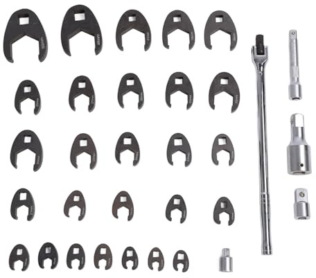 Starrypxl metrisches Bremsleitung schlüssel-Set 32 Stück 10 bis 50mm 3/8 1/2 3/4 Zoll Offset-Offset-Offset-Verlängerung sstab, eng, vielseitig einsetzbar, Kfz-Reparatur werkzeug
