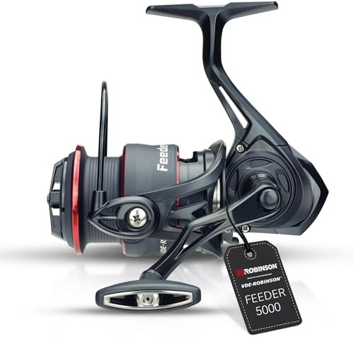 Robinson Feederrolle | Angelrolle mit Quick Drag zum Feeder- & Grundangeln | Verstärkter Rohrbügel mit Keramik-Röllchen · Ausbalancierter Rotor · Verstärktes Getriebe · Rücklaufsperre · 325 g