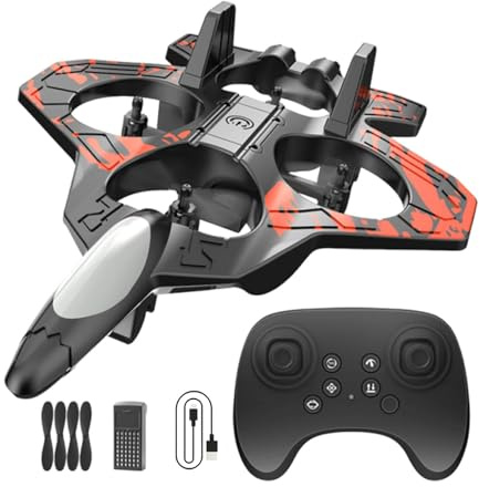 Colcolo Remote Control Airplane RC Plane Portable 4 Channels Roll Outdoor Toy Fighter Model, 360 Flip Rotation Mode, 3 Speed Fixed Wing Aircraft Anti Falling for Beginners Birthday Xmas Gifts, Red
