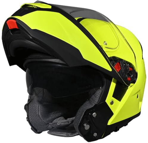 Helmets SMK Gullwing Amarillo Hi Vision Brillo, Casco de Moto Modular Abatible PJ para Hombre y Mujer, con Visor Solar Ahumado, Interior Desmontable, 22.06 (XXL)