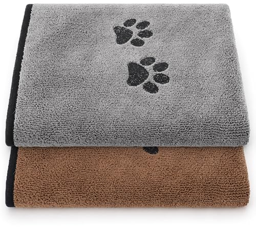 GSrenyu 2 Pack Microfiber Dog Towels 50 x 90cm, Super Absorbent Dog Towels for Drying Dogs Quick Drying Soft Pet Bath Towel for Dogs Cats and Other Pets