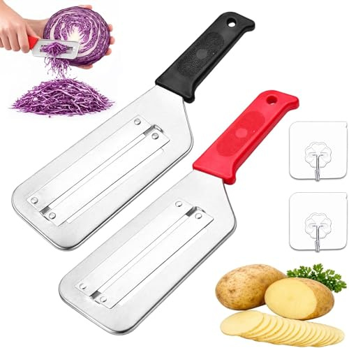 Cabbage Shredder for Coleslaw, Stainless Steel Shredder Knife, Double-Layer Slicer, Efficient Vegetable Peeler Julienne for Salad Stir Fry and Vegetable Meal Prep