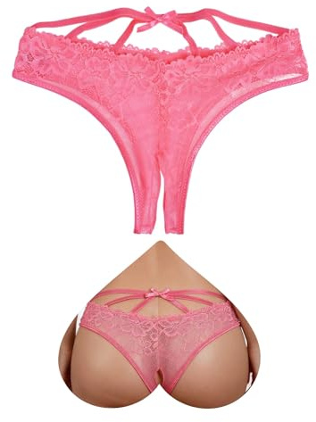 ohyeahlady Lace Thong Underwear Hollow Sexy Panties French Knickers 10-18 | Silver Thread, Floral Lace, Crotch Open, Criss Cross, Soft, Cheeky Underwear