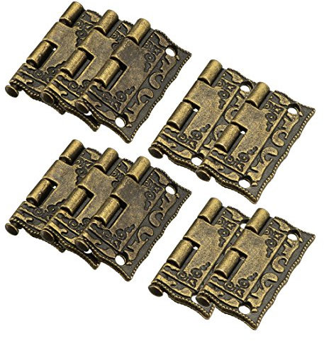 sourcing map 10 Stk. Antike Bronze Stoßscharniere geschnitzter Scharnier Ersatz mit Schrauben 26mm