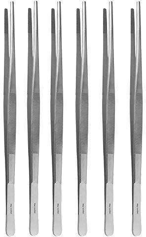 May 6er Set Kochpinzette 30 cm lang - Küchenpinzette - Grillpinzette - Grillzange - Edelstahl