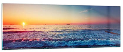 Moderno Quadro su Vetro 90x30 cm Stampe da Parete Paesaggi Marino - 3613
