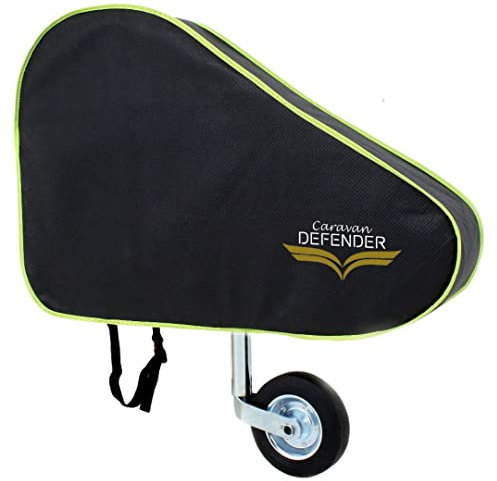 Caravan Defender Tow Hitch Cover | Universal Waterproof Trailer Hitch Protector with Strap – Towing Accessory for Caravans and Trailers (Dark Grey/Green Trim)