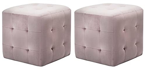 vidaXL Sittpuff 2 st rosa 30x30x30 cm sammetstyg