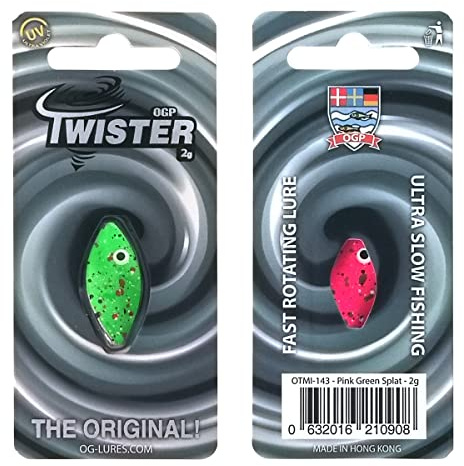 Twister OGP Durchlaufblinker in 2 gr. | Forellenblinker | Farbe: Pink Green Splat